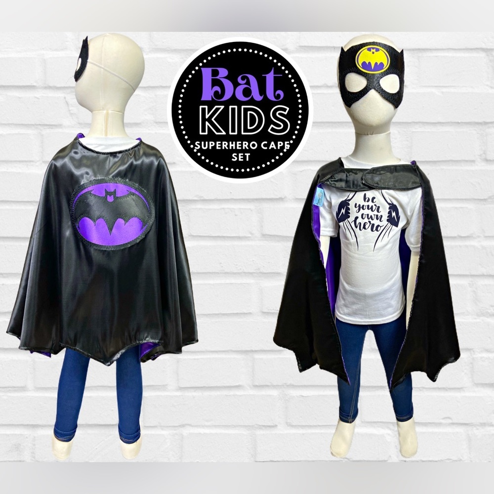 Batman Purple and Black Superhero Cape and Mask For Age 2-4